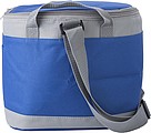 Polyester (600D) cooler bag with PEVA lining on the interior. Open front pocket.