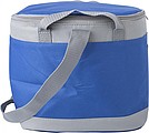Polyester (600D) cooler bag with PEVA lining on the interior. Open front pocket.
