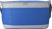 Polyester (600D) cooler bag with PEVA lining on the interior. Open front pocket.