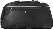 Polyester (600D) sports bag with front zipped pocket and a mesh pocket on both sides.