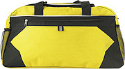Polyester (600D) sports bag with front zipped pocket and a mesh pocket on both sides.