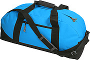 Polyester (600D) sports bag with front zipped pocket and adjustable shoulder strap.
