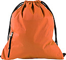 Pongee (190T) drawstring backpack. The front has a pocket with zipper.