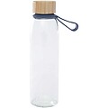 Porto 500 ml glass water bottle with silicone handle and bamboo lid, ocean blue