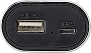 Power bank with two wireless earbuds. The Li-ion battery has a 4000 mAh capacity.