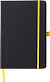 PU notebook (approx. A5) with 96 lined pages, ribbon marker, and elastic band over the cover.
