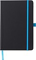 PU notebook (approx. A5) with 96 lined pages, ribbon marker, and elastic band over the cover.