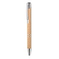 Push button ball pen in 50% wheat straw and 50% ABS material with silver fittings. Blue ink.