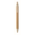 Push button ball pen in bamboo, beige