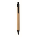 Push button ball pen in bamboo, black