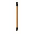 Push button ball pen in bamboo, black