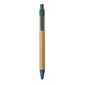 Push button ball pen in bamboo, blue