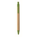 Push button ball pen in bamboo, green