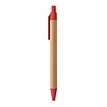 Push button ball pen in bamboo, red