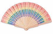 Rainbow wooden hand fan