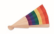 Rainbow wooden hand fan