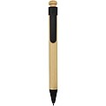 Rattan bamboo and recycled plastic ballpoint pen, solid black