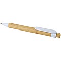 Rattan bamboo and recycled plastic ballpoint pen, white