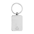 RCS recycled zinc alloy rectangle keychain with bamboo, silver