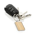 RCS recycled zinc alloy rectangle keychain with bamboo, silver