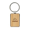 RCS recycled zinc alloy rectangle keychain with bamboo, silver