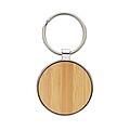 RCS recycled zinc alloy round keychain with bamboo, silver