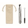 Re-usable Stainless steel pipe tea infuser set in cotton pouch