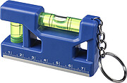 Recycled ABS spirit level keychain Indira, cobalt blue