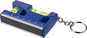 Recycled ABS spirit level keychain Indira, cobalt blue