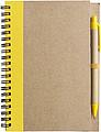 Recycled cardboard, wire bound notebook with 60 lined pages and ballpen