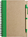 Recycled cardboard, wire bound notebook with 60 lined pages and ballpen