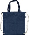 Recycled denim drawstring bag Dex, blue