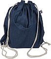 Recycled denim drawstring bag Dex, blue