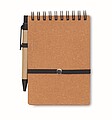 Recycled notebook with ball pen, brown