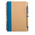 Recycled paper notebook + pen, blue