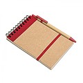 Recycled paper notebook + pen, red