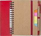 Recycled paper, wire bound notebook with 60 lined pages, ruler and ballpen with blue ink.