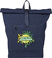 Recycled polycotton (330 gsm) rolltop backpack, blue