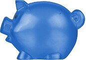 Recycled PS plastic piggy bank Vivi, cobalt blue