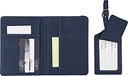 Recycled PU passport holder and luggage label Zani, blue