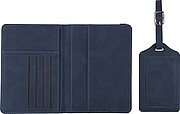Recycled PU passport holder and luggage label Zani, blue