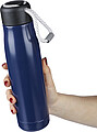 Recycled stainless steel double-walled drinking bottle (500 ml) Solene, blue