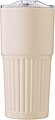 Recycled stainless steel double-walled drinking mug (500 ml) Kael, beige