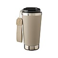 Recycled stainless steel double-walled drinking mug 500 ml Kayla, beige