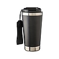 Recycled stainless steel double-walled drinking mug 500 ml Kayla, black