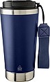 Recycled stainless steel double-walled drinking mug 500 ml Kayla, blue