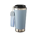 Recycled stainless steel double-walled drinking mug 500 ml Kayla, pastel blue