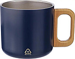 Recycled stainless steel double-walled mug 400 ml Dwight, blue