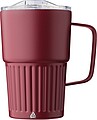 Recycled stainless steel double-walled travel mug (450 ml) Calo, burgundy