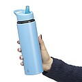 Recycled stainless steel drinking bottle (500 ml) Zeno, light blue